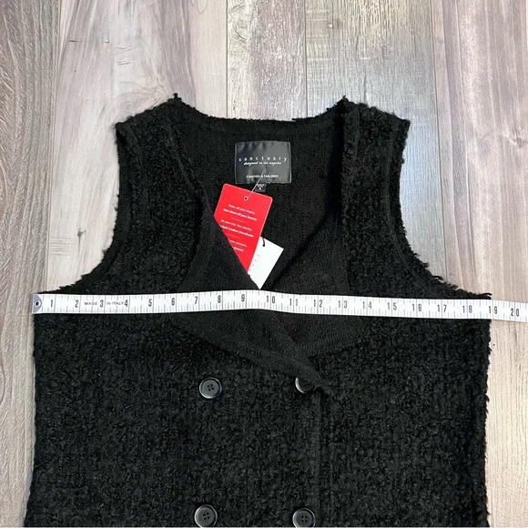 NWT Sanctuary Essential City Vest Sz S Black Double Breasted Teddy Wool Blend - Picture 13 of 16